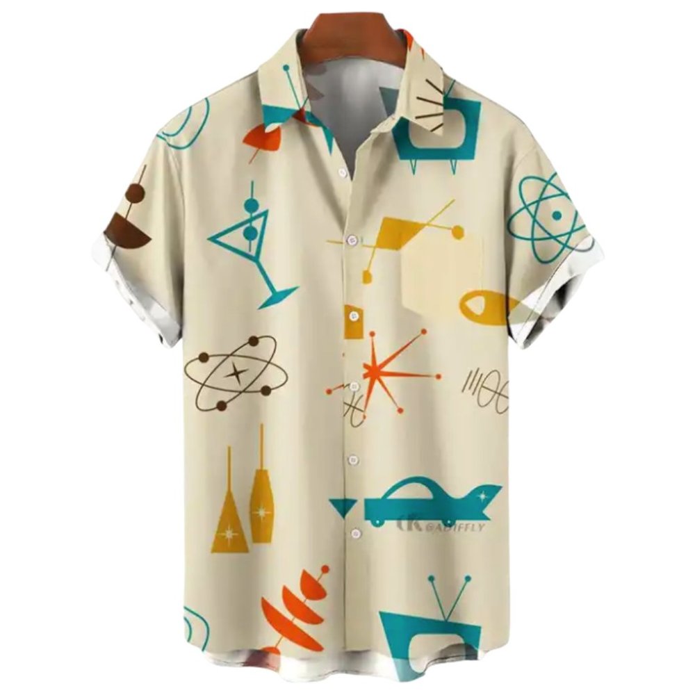 Men's Summer Casual Hawaiian Aloha Button Down Up Beach Shirt Retro
